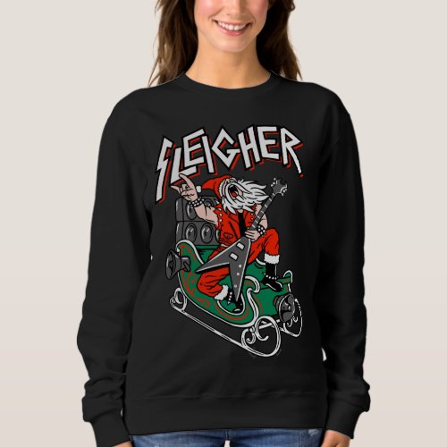 Ugly Christmas Sweater Sleigher Heavy Metal Santa 