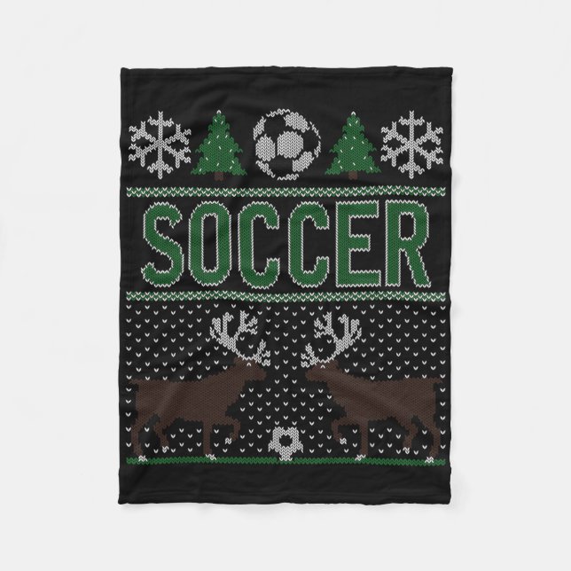 Ugly Christmas Sweater Soccer  Fleece Blanket (Front)