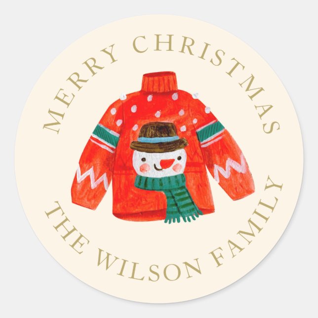 Ugly Christmas Sweater Sticker | Personalized (Front)