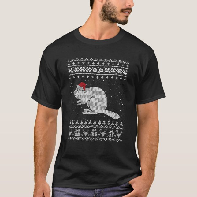 Ugly Christmas Sweater Style Beaver Lover Xmas Hol (Front)
