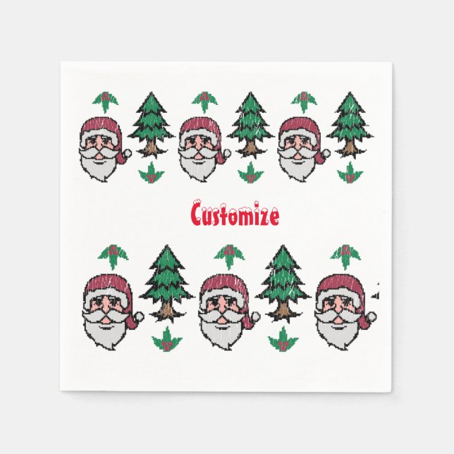 Ugly Christmas Sweater-Style Santa Thunder_Cove Napkins (Front)