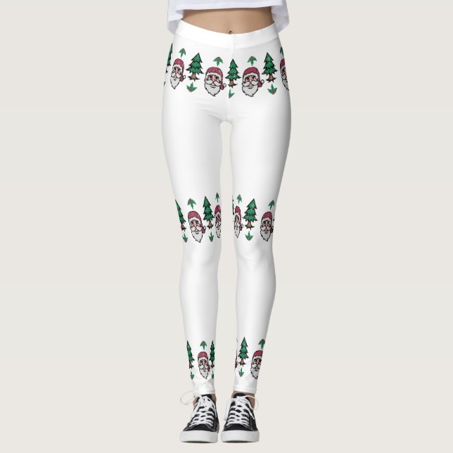 Ugly Christmas Sweater-Style Santas Thunder_Cove Leggings (Front)
