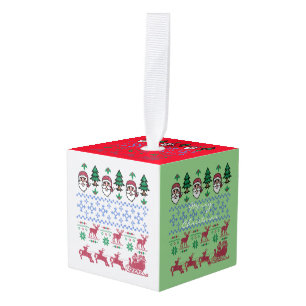 Ugly Christmas Sweater-Style Thunder_Cove Cube Ornament