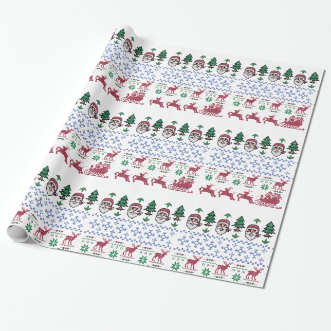 Ugly Christmas Sweater-Style Thunder_Cove Wrapping Paper (Unrolled)