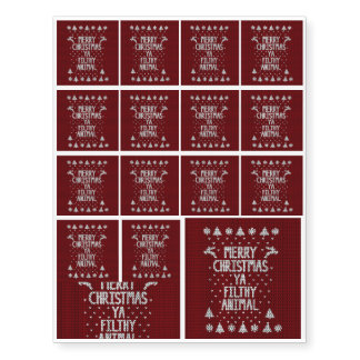 Ugly Christmas Sweater Temporary Tattoos