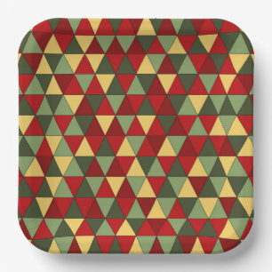 Ugly Christmas sweater theme triangles paper plate