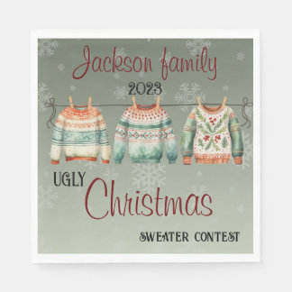 Ugly Christmas Sweater Themed Custom Napkins