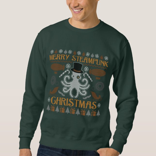 Ugly Christmas Sweater Top Hat Octopus Sweatshirt (Front)