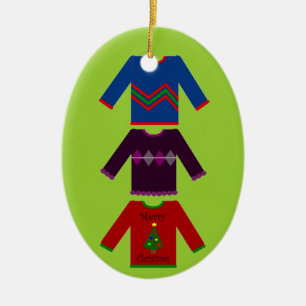 Ugly Christmas Sweater Trio Ceramic Ornament
