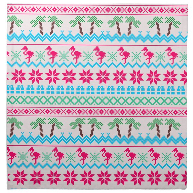 Ugly Christmas Sweater Tropical Flamingo Cloth Napkin (Front)
