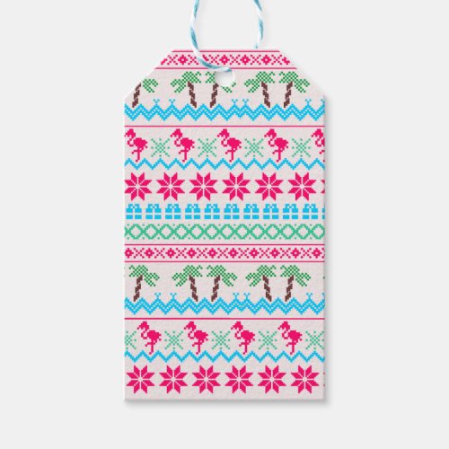 Ugly Christmas Sweater Tropical Flamingo Gift Tags