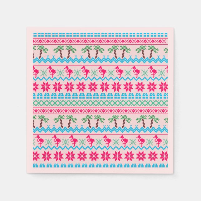 Ugly Christmas Sweater Tropical Flamingo Napkins (Front)