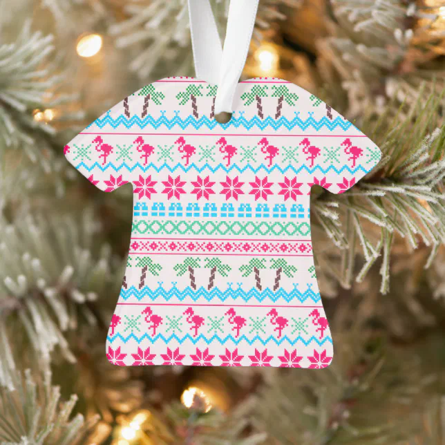 Ugly Christmas Sweater Tropical Flamingo Ornament Zazzle