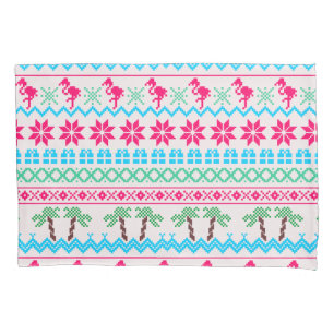 Ugly Christmas Sweater Tropical Flamingo Pillow Case
