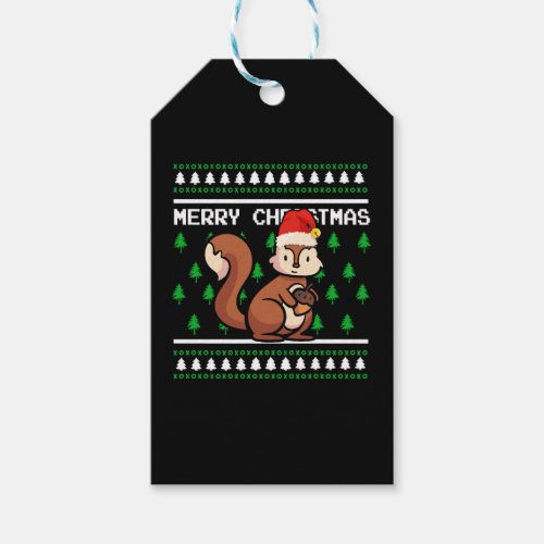 Ugly Christmas Sweater Tshirt Christmas Squirrel Gift Tags