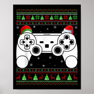 Ugly Christmas Sweater Video Game Controller Xmas Poster