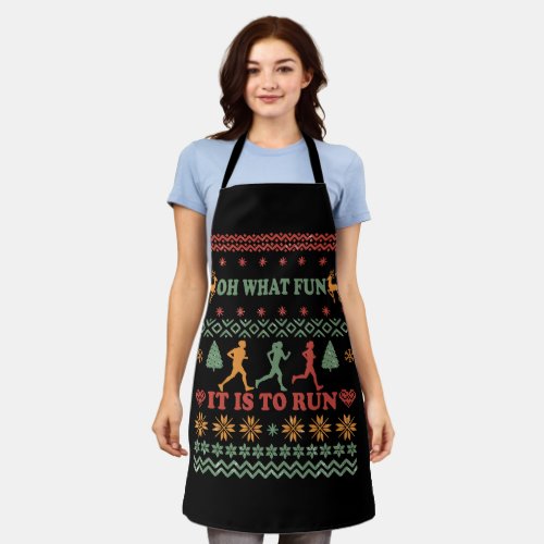 ugly christmas sweater vintage running run apron