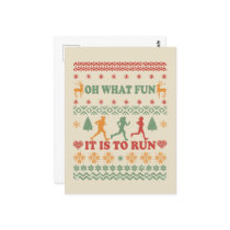 Ugly christmas sweater vintage running run postcard