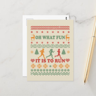 Ugly christmas sweater vintage running run postcard