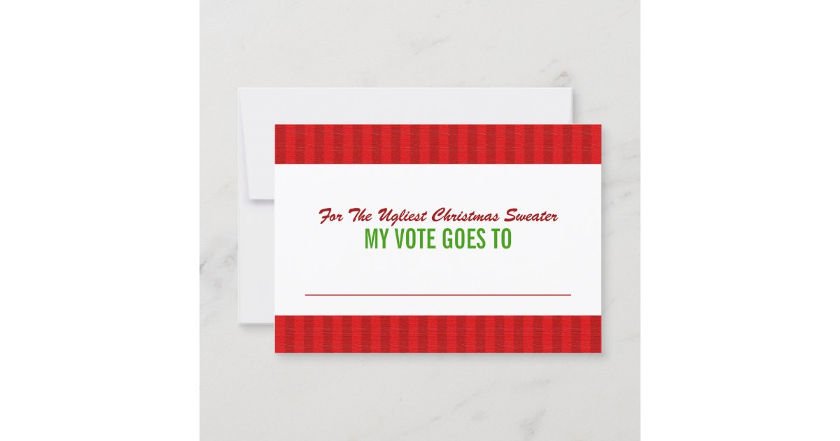 Ugly Christmas Sweater Voting Ballot Card | Zazzle