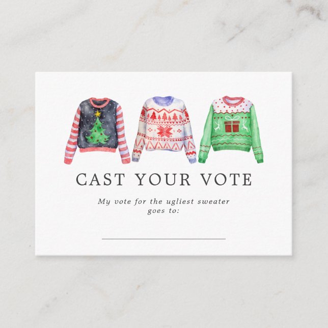 Ugly Christmas Sweater Voting Cards (Front)