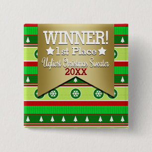 Ugly Christmas Sweater Winner Button