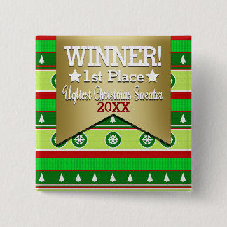 Ugly Christmas Sweater Winner Button
