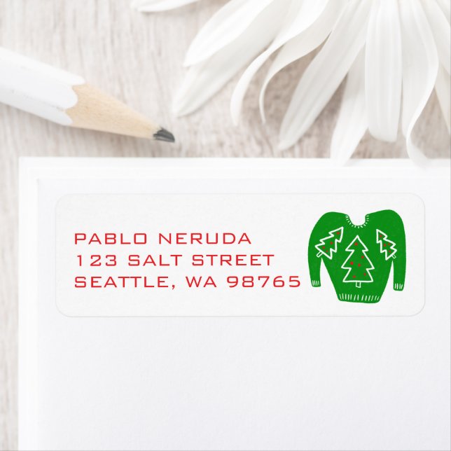 Ugly Christmas Sweater Xmas CUSTOM Mailing Address Label (Insitu)
