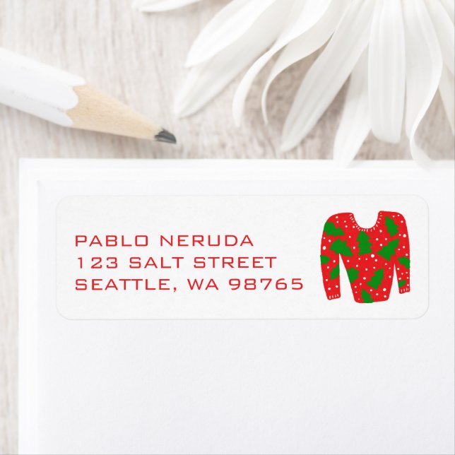 Ugly Christmas Sweater Xmas CUSTOM Mailing Address Label (Insitu)