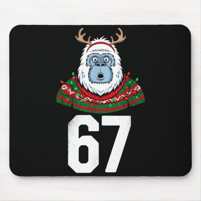Ugly Christmas Sweater Yeti Gorilla Reindeer 67  Mouse Pad (Front)