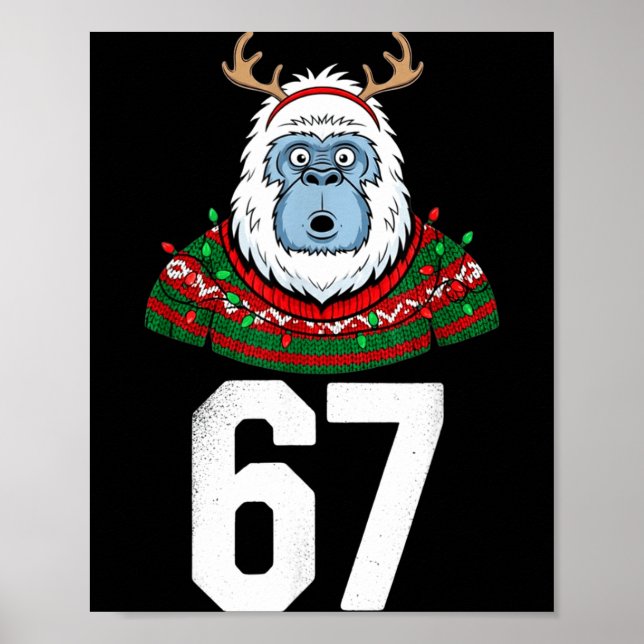 Ugly Christmas Sweater Yeti Gorilla Reindeer 67  Poster (Front)