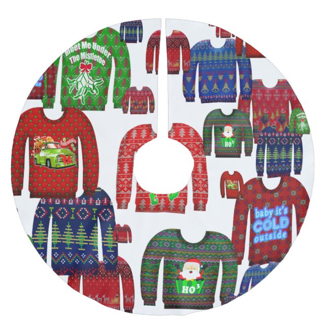 ugly christmas sweaters brushed polyester tree skirt (Front)