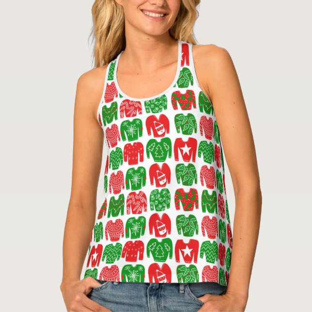 Ugly Christmas Sweaters Cute Holiday Pattern Tank Top (Front)