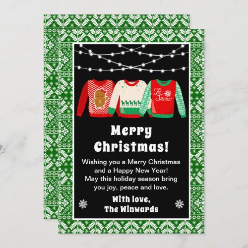 Ugly Christmas Sweaters Green Merry Christmas Holiday Card