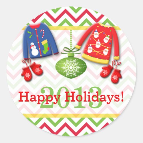 Ugly Christmas Sweaters Happy Holidays Sticker 2