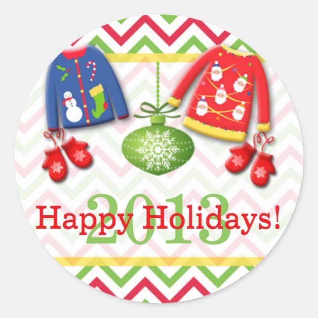 Ugly Christmas Sweaters Happy Holidays Sticker 2 (Front)