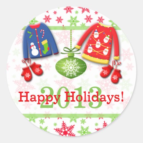 Ugly Christmas Sweaters Happy Holidays Sticker 3