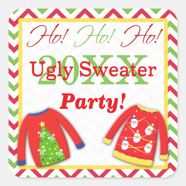 Ugly Christmas Sweaters Ho! Ho! Ho! Sticker (Front)