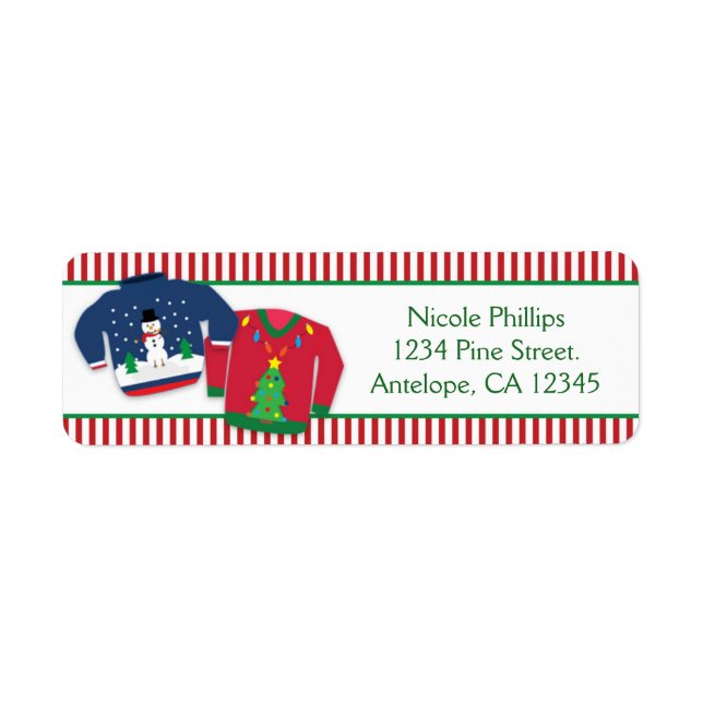 Ugly Christmas Sweaters Holiday Address Labels (Front)