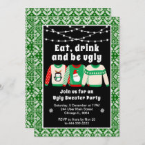 Ugly Christmas Sweaters Holiday Party Green Invitation
