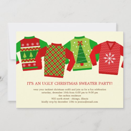 Ugly Christmas Sweaters Holiday Party Invitation