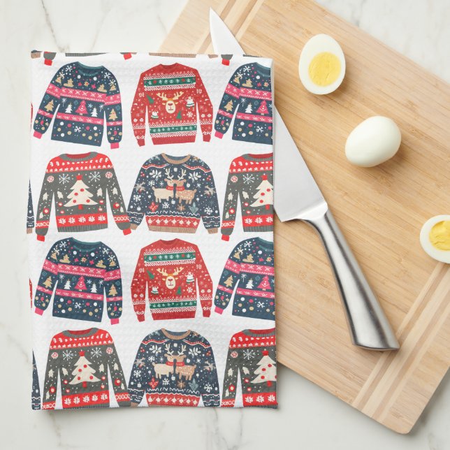Ugly Christmas Sweaters Kitchen Towel (Quarter Fold)