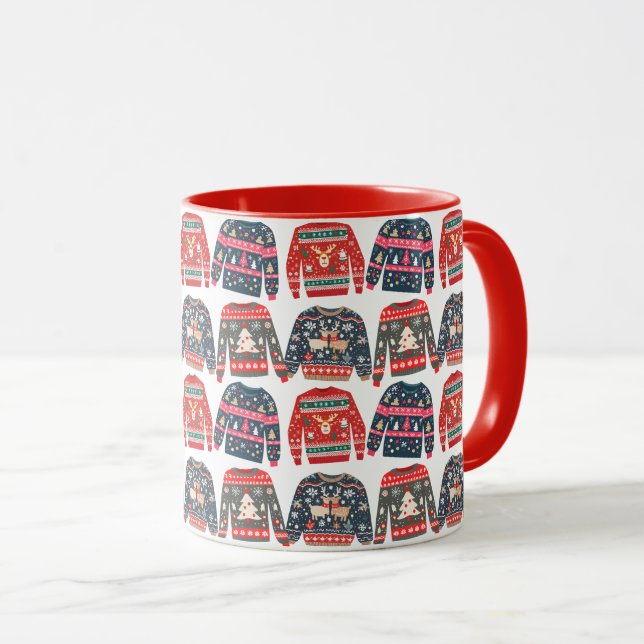 Ugly Christmas Sweaters Pattern Mug (Front Right)