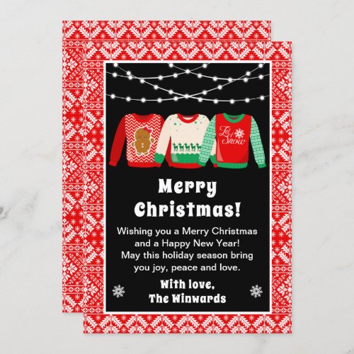 Ugly Christmas Sweaters Red Merry Christmas Holiday Card