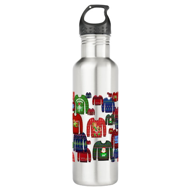 ugly christmas sweaters stainless steel water bottle (Front)