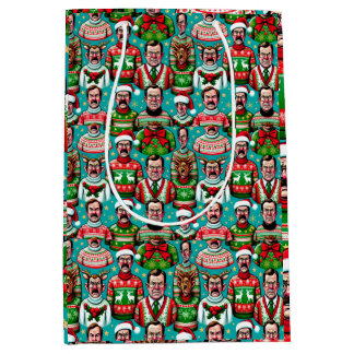 "Ugly" Christmas Sweaters with Humorous Patterns Medium Gift Bag