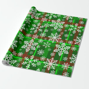 ugly christmas tartan plaid snowflakes wrapping paper