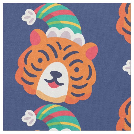ugly christmas tiger santa claus fabric