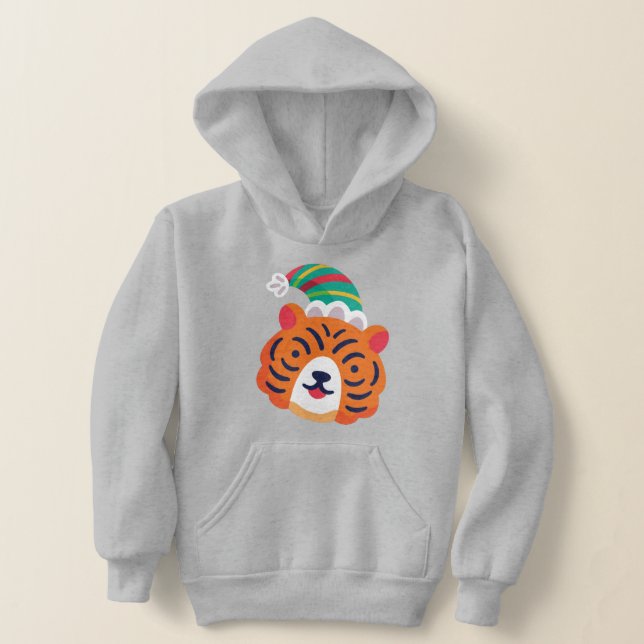 ugly christmas tiger santa claus hoodie (Laydown)