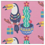 ugly christmas toucan bird tropical xmas cactus fabric